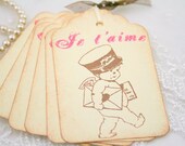 Valentine Gift Tags Paris Cherub Je T'aime I Love You