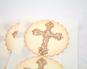 Cross Stickers / Seals Christening Baptism Inspiration Faith Vintage