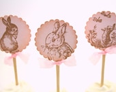 Easter Cupcake Toppers / Food Picks - Vintage Bunnies