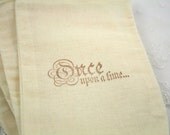 Muslin Favor Bags / Drawstring Gift Bags - Stamped Vintage Once Upon a Time - Wedding / Birthday / Baby Shower