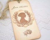 Jane Austen Bookmark Wedding Baby Shower Shower - In Ivory - You Choose Ribbon Color