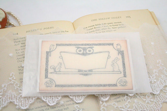 Bookplates Stickers Vintage Owl, Squirrel, and Rabbit - Storytime
