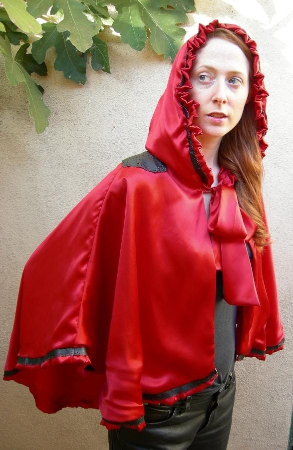 Little Red Riding Hood    Scarlet Silk Hooded Cape. - To Order