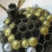 The Hive - wasp nest pearls gold leaf resin real copper silver brooch