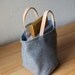 Small Stash Tote in Vintage Gray Wool // Organic Cotton Lining // Leather Handles // Home Decor // Organizer