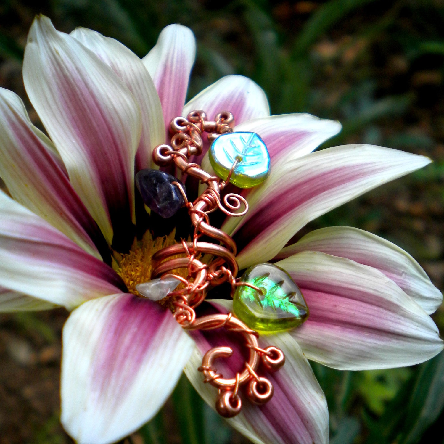 Blossom of Flame Elven Ear Cuff, in Copper