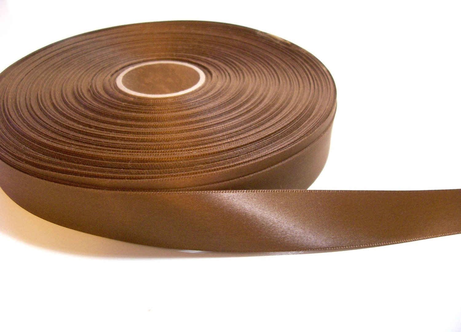 Double-Sided Caramel Brown Satin Ribbon 7/8 inch wide x 2 yards SECOND QUALITY FLAWED/ Craft Supplies/ Sewing Trim