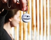 Locket Airstream Trailer Gnome Pink Flamingos - Eco Friendly by Polarity - Mini Magnetic Necklace