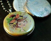 Birds and Bees Locket Necklace - Magnetic Locket Necklace Set by RocketGirl and Polarity - NEST