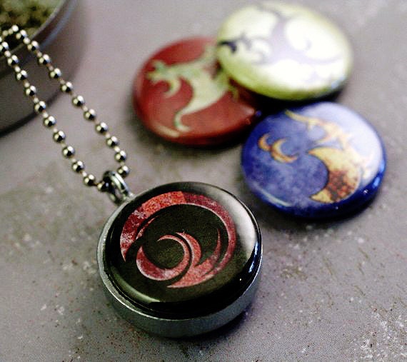 Alien Picture Locket - Magnetic Locket Necklace - Hieroglyphics, Polarity - 4 in 1