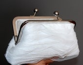 SALE - White Ruffled Tulle Clutch 