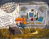 Samus does Karaoke 5x7 print - Day 20 of the 31 Days of Zero Suit Samus