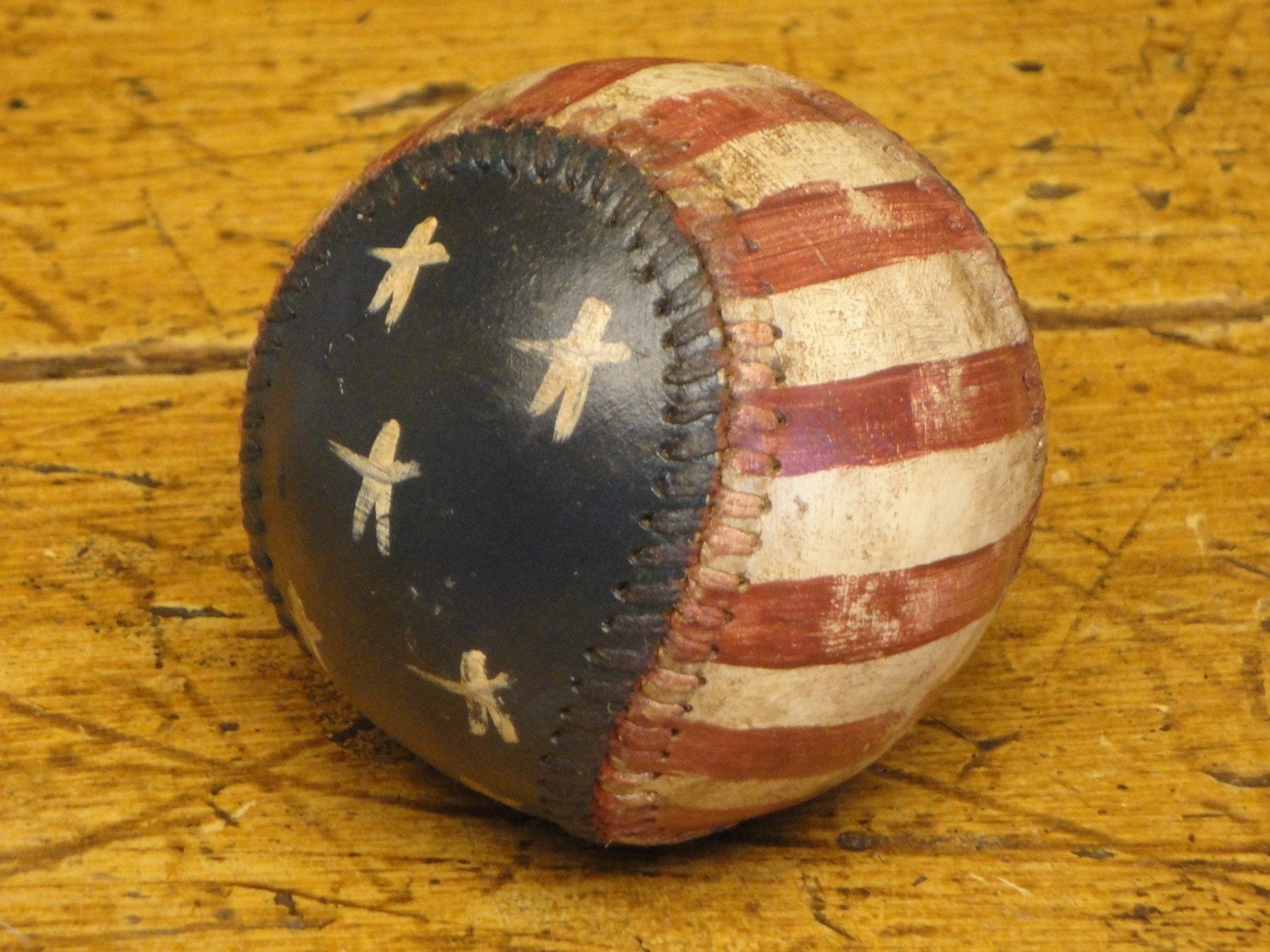 Handpainted Stars And Stripes Americana Baseball