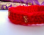 moroccan crochet bracelet in red