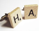 Scrabble tile game pieces on silver cufflinks you choose the letters