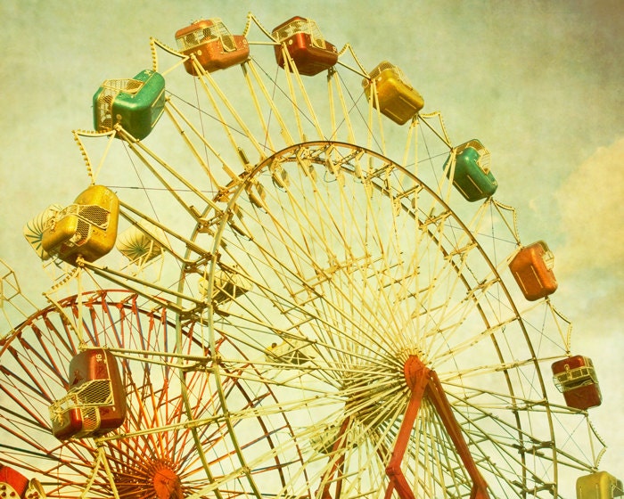 Nursery decor photography print circus art  Carnival art ferris wheel photo whimsical wall art by bomobob nursery decoration