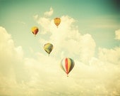 Photography print Carnival photo, hot air balloons, home decor, nursery art, turquoise, pale green, wall art, baby, circus