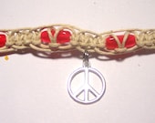 hemp necklace hemp choker peace sign hemp jewelry