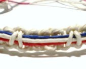 red white and blue hemp bracelet Adjustable hemp surfer bracelet hemp jewelry