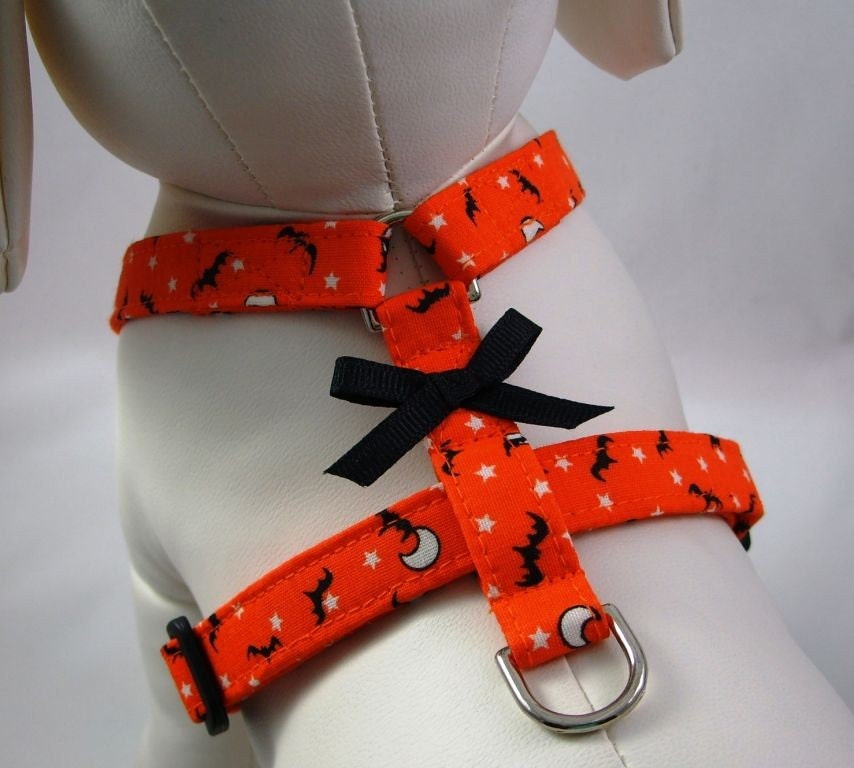 Dog Harness - Orange Halloween Bats