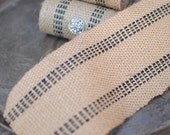 Burlap ribbon- Jute trim with black stitching- 3 yards Il_170x135