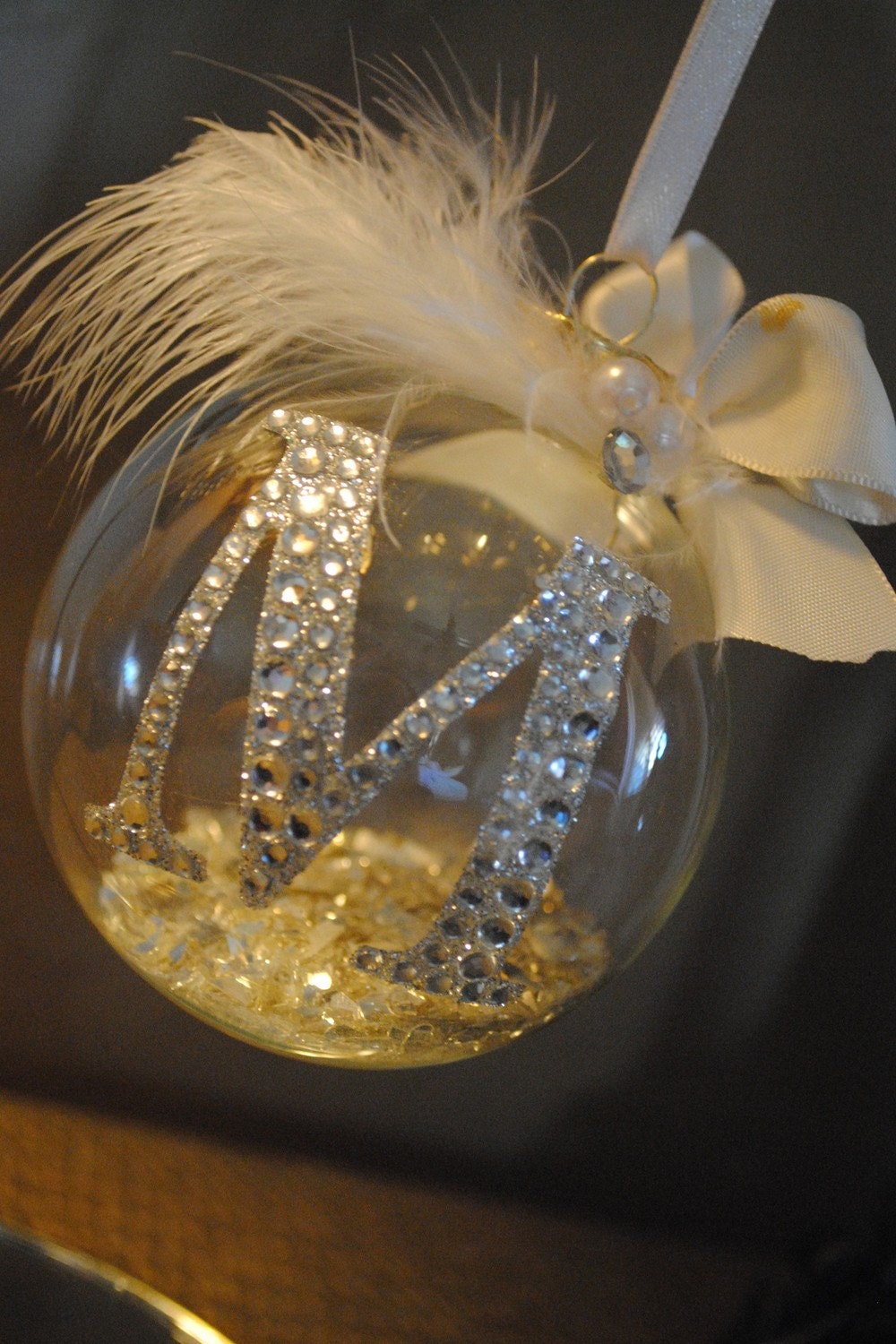 Rhinestone Monogram Christmas Ornament
