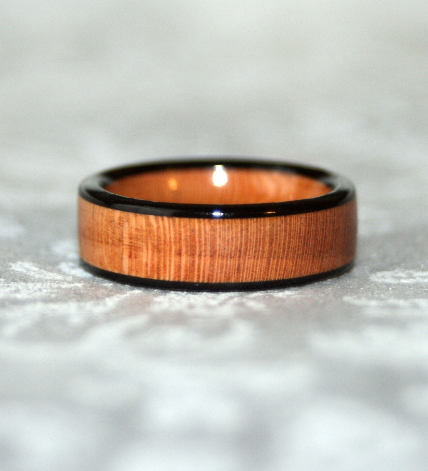 Cherry Wooden Ring with Ebony Edges