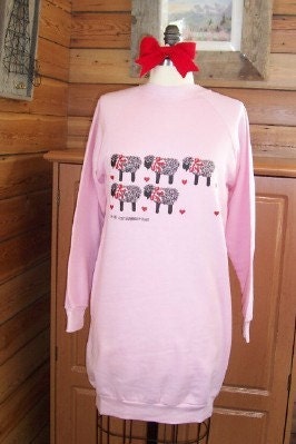 Long Sweat Shirt  in Pink Size Medium with Lambs