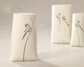 P-Sack.  Porcelain Vase with A Black Bird (medium). Modern ceramic container. Designed and Crafted by Wapa Studio
