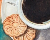 NEW - Coffee Time espresso cookies ORIGINAL watercolor painting by Redstreake