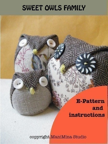Owls family - PDF pattern - No shipping fee-