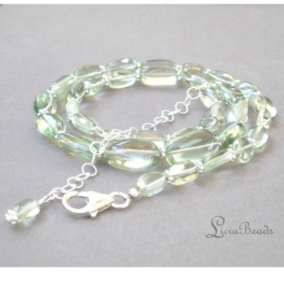 Chunky green amethyst and sterling silver necklace with extension chain