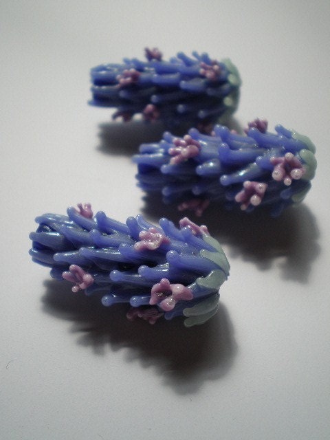 LAVENDER with SUMMER BLOOMS GLASS BEADS IN PERIWINKLE AND PURPLE