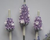 Lavender Glass Bead Set of 3 in Mauve and Pink with Summer Blooms and French Lavender Sachet Buds