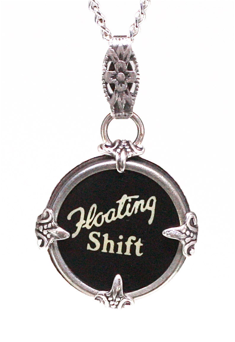 Typewriter Key Necklace - Floating Shift Vintage - Typewriter Key Jewelry
