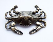 Giant brass crab brooch