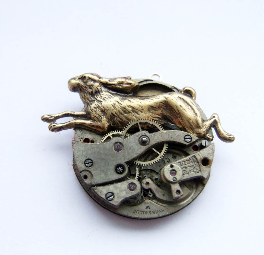 Steampunk hare brooch