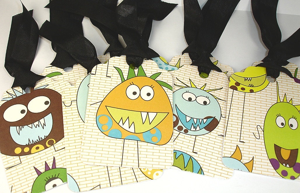 Handmade Monster Gift Tags set of Ten