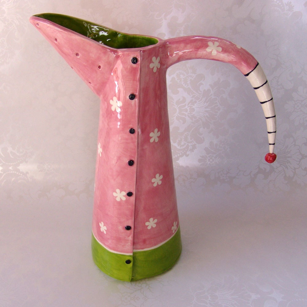 pretty pink ceramic pitcher -or- vase for your spring decor
