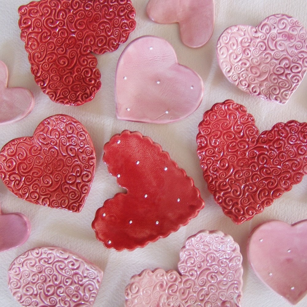 whimsical ceramic heart set