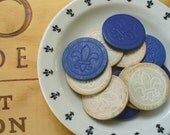 SPECIAL LISTING FOR LANA Fleur de lis Vintage Poker Chips 12 All White