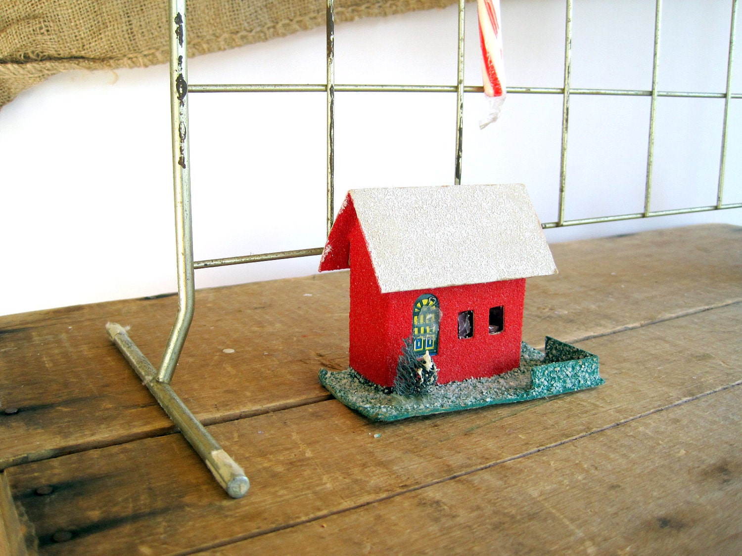 Vintage Industrial Metal Stand Memo Board Upcycled Display