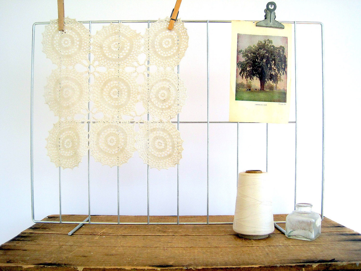 Vintage Industrial Decor Stand Memo Board Upcycled Display