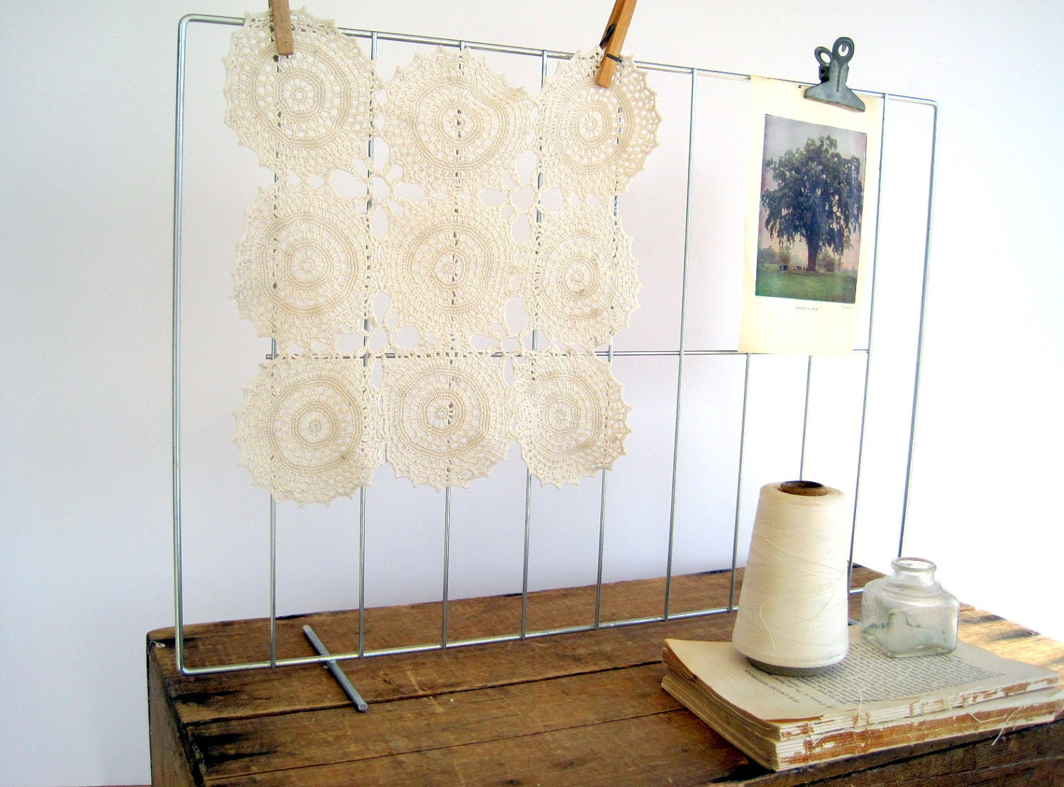 Vintage Industrial Decor Stand Memo Board Upcycled Display