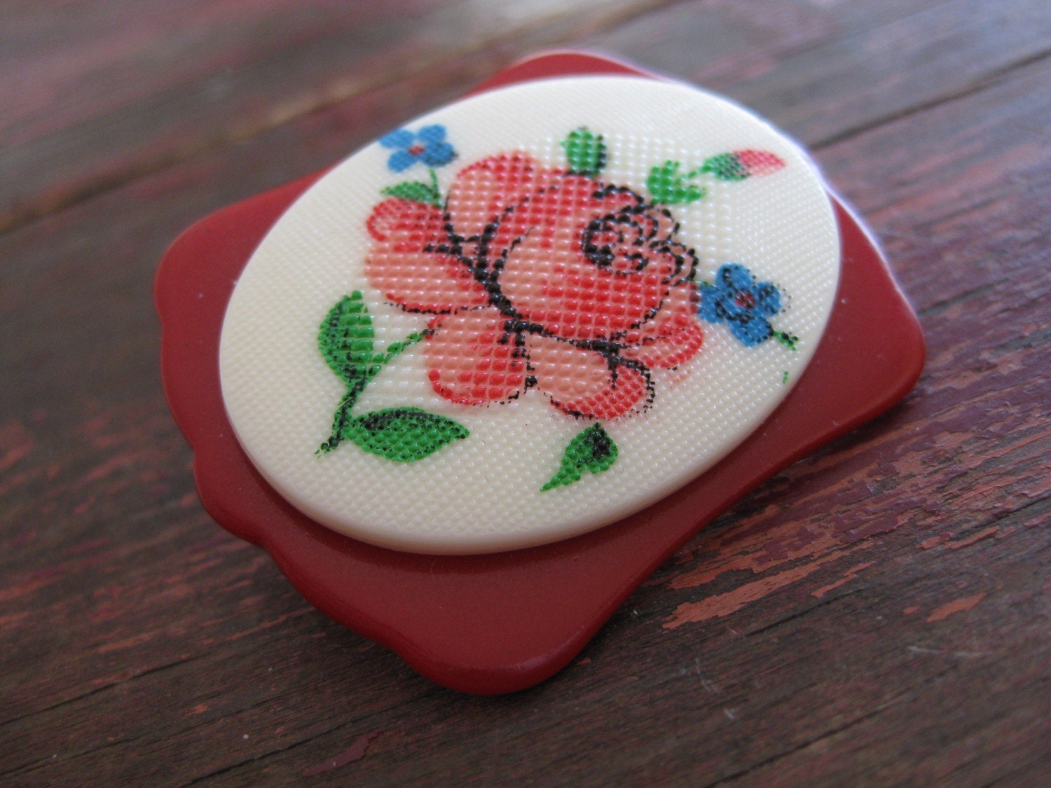Vintage Buckle Brooch, "Friendship Rose"