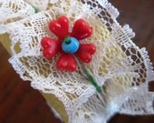 Leather and Lace "Ruffle Garden" Collage Cuff
