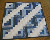 Blues and White -  Quilted  Log Cabin Table Topper