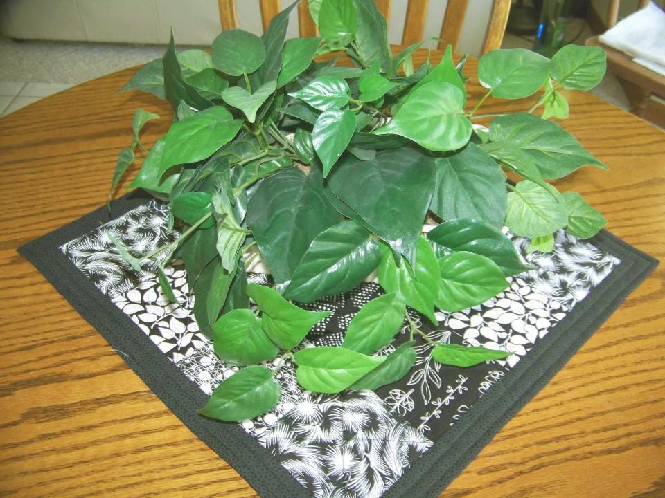 Classic Black and White -  18" Square Quilted Table Topper