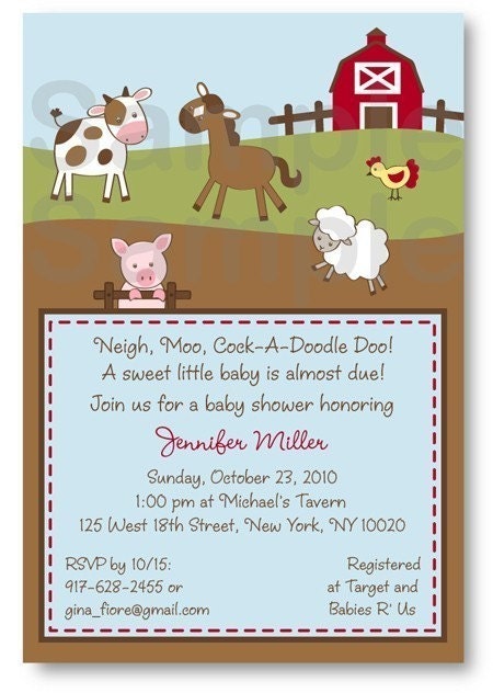 Farm Animal Barnyard Printable Baby Shower Invitation Il_570xn