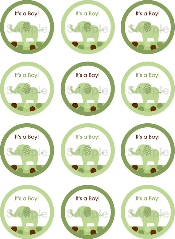 Mod Green Elephant Printable Cupcake Toppers Instant Download Il_570xn